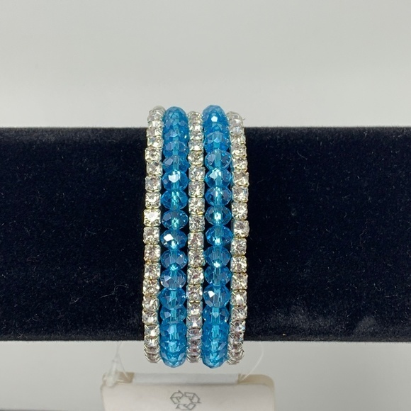 LAST 1! Beautiful Blue Beaded & CZ Bracelet by Carol For Evagraham - Picture 3 of 7